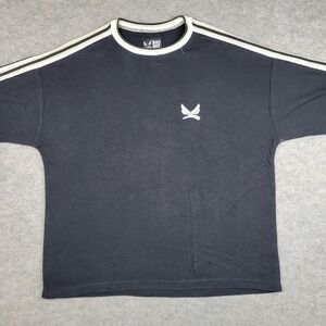 Bad Boy Shirt Mens Large Black Striped Sleeve Logo Tee Made USA Cotton Crewneck